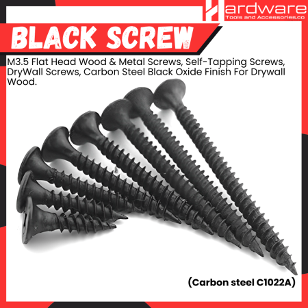 100 PCS Black Self-Tapping Gypsum Screws for Wood/Metal