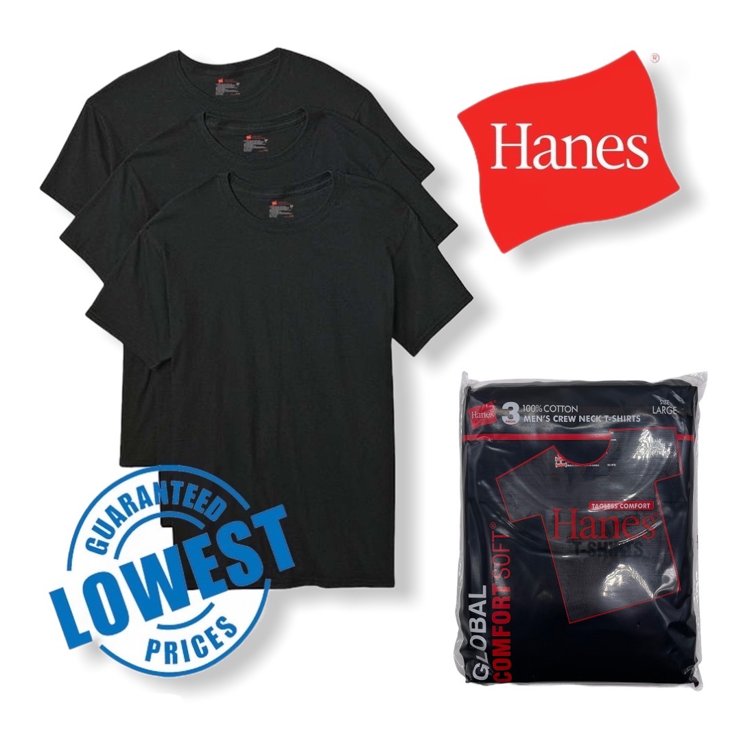 Hanes 3 Classics Round Neck Black T-Shirts | Lazada PH