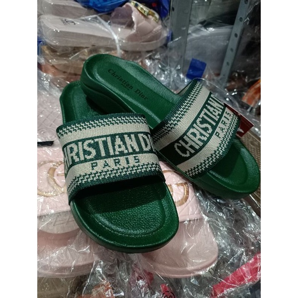 dior slippers green