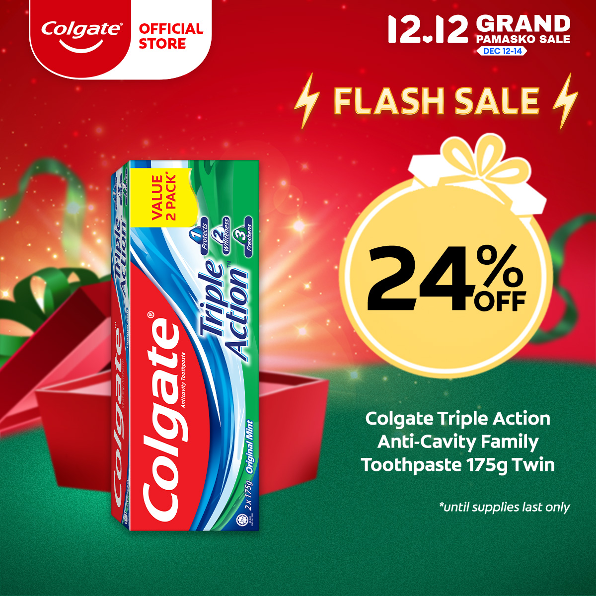 Lazada Philippines - Colgate Triple Action Anti-Cavity Family Toothpaste 175g Twin Pack (Assorted)