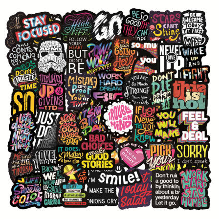 50pcs Graffiti Quotes Waterproof sticker set phone luggage laptop water bottle suitcase mug Inspirational motto sticker