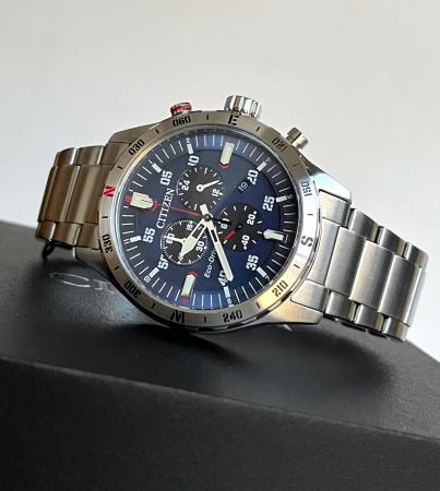 Citizen Eco-Drive Sports Watch with Blue Chronograph Dial