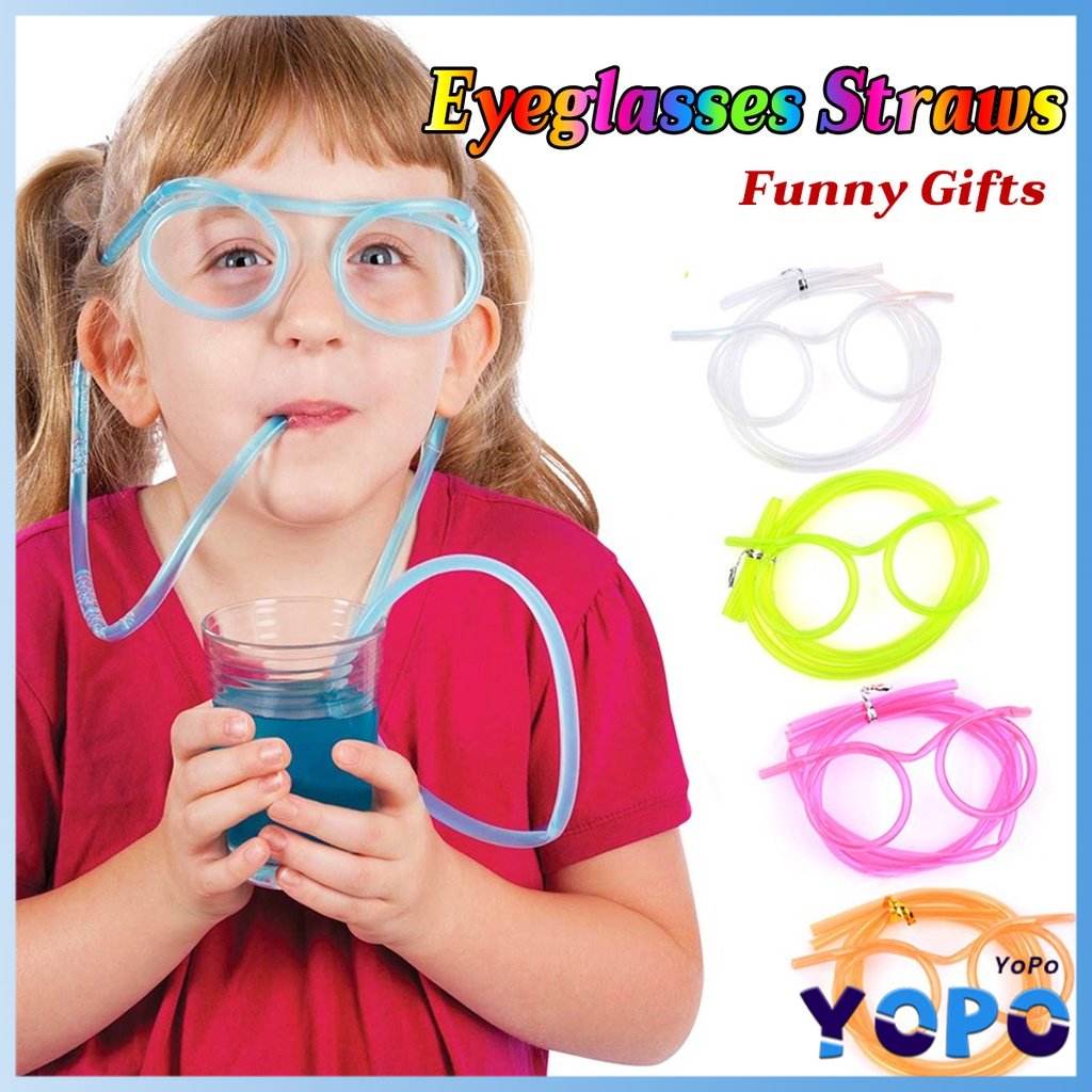 SEARCHI Silly Straws, Novelty Flexible Soft Drink Eyeglasses, Fun Party  Drinking Straw Eye Glasses, Crazy Funky Drinking Tube For Party Supplies