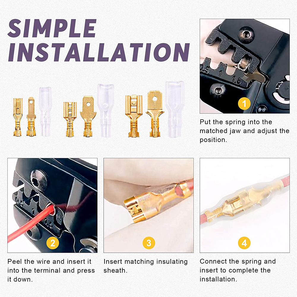 Rrina 30pcs Female Spade Crimp Terminal With Insulating Sleeve Quick Connectors Wire Splice Assortment Kit (2.8mm - View #13