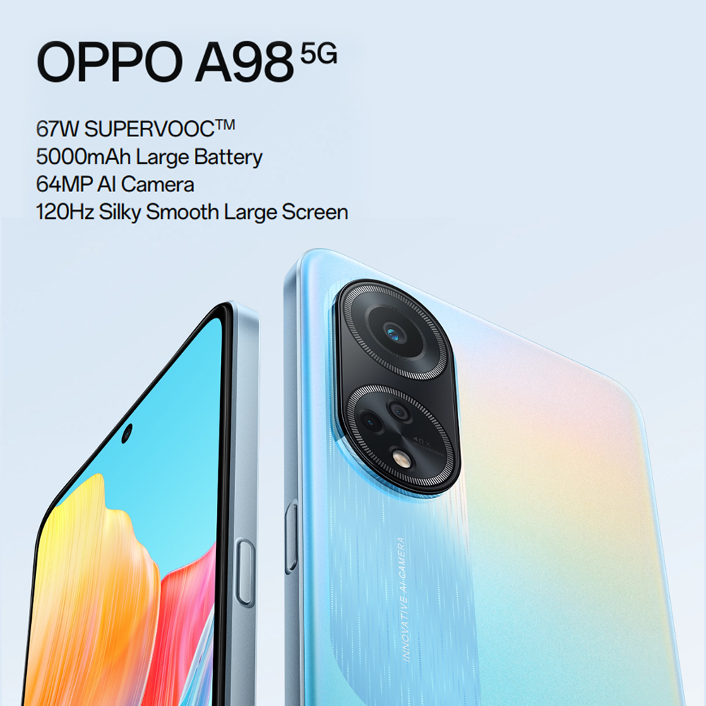 Oppo A98 5g ✓67w Supervooc ✓5000mah Battery ✓64mp Camera ✓120hz silky