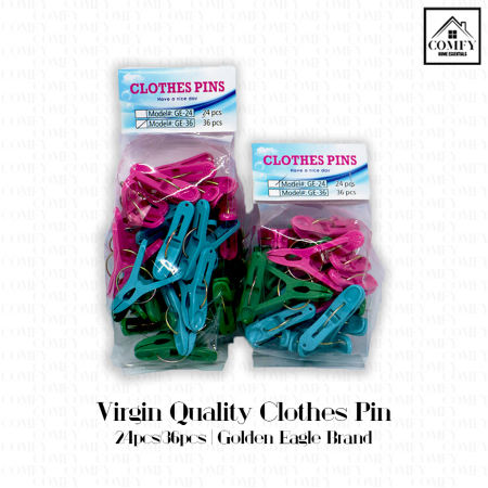 Pack of 24/36 Pcs Virgin Quality Clothes Plastic Clip Pins Ipit