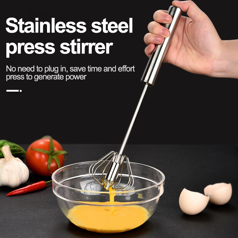 Semi-automatic Egg Beater 304 Stainless Steel Egg Whisk Manual Hand Mixer  Self Turning Egg Stirrer Kitchen Accessories Egg Tools