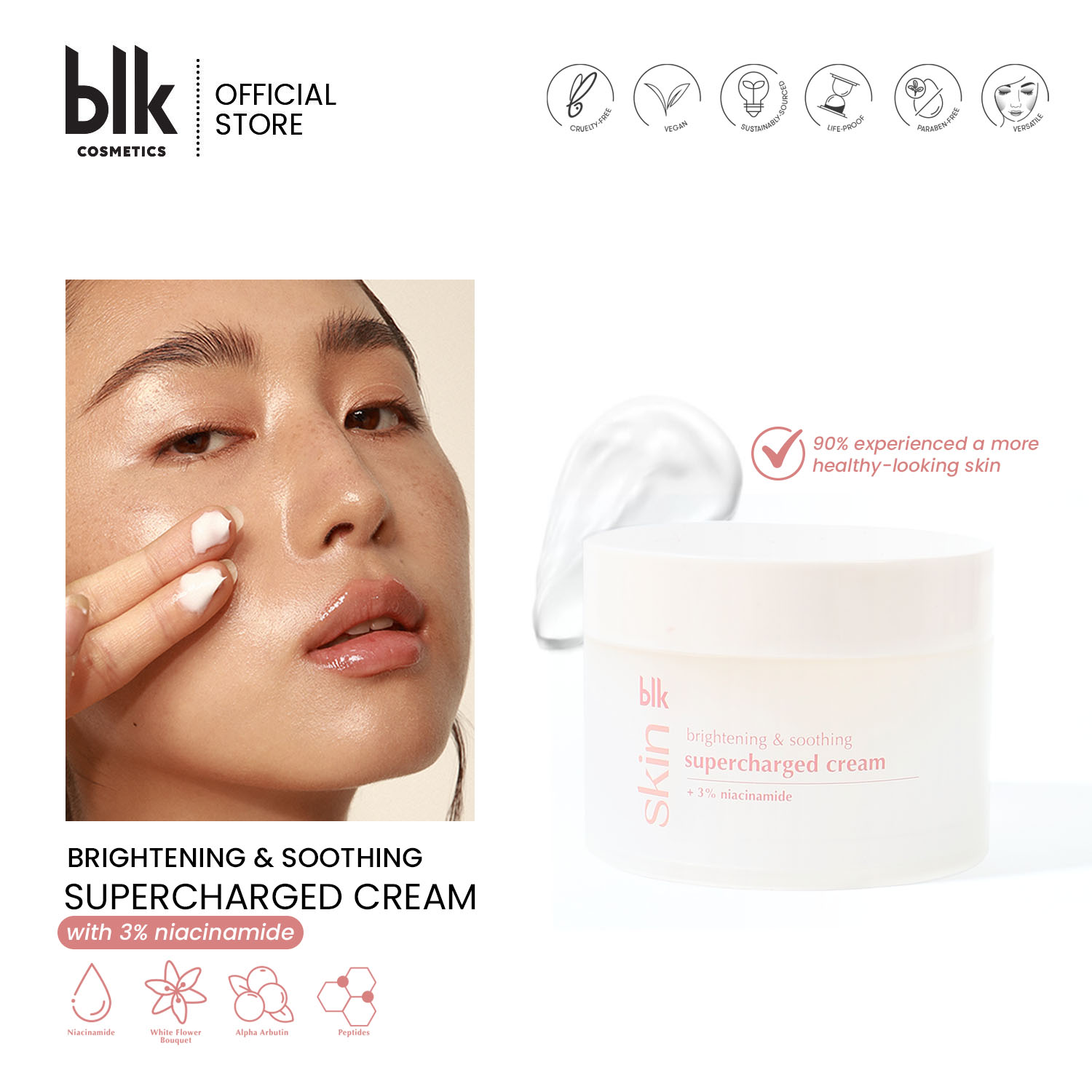 Discount on BLK Cosmetics  shoes - SKU: blk skin brightening & soothing supercharged cream +niacinamide (50g)