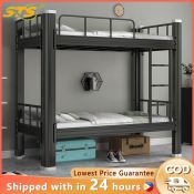 Heavy-Duty Iron Bunk Bed for Students - Extra-Thick Frame