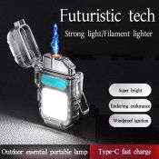 Rechargeable LED Torch Lighter - Waterproof, Windproof, USB Charger