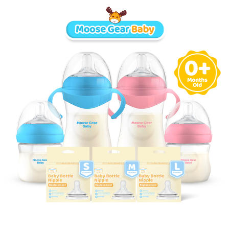 Moose Gear Anti-Colic Baby Bottle Replacement Nipples, 150ml/330ml