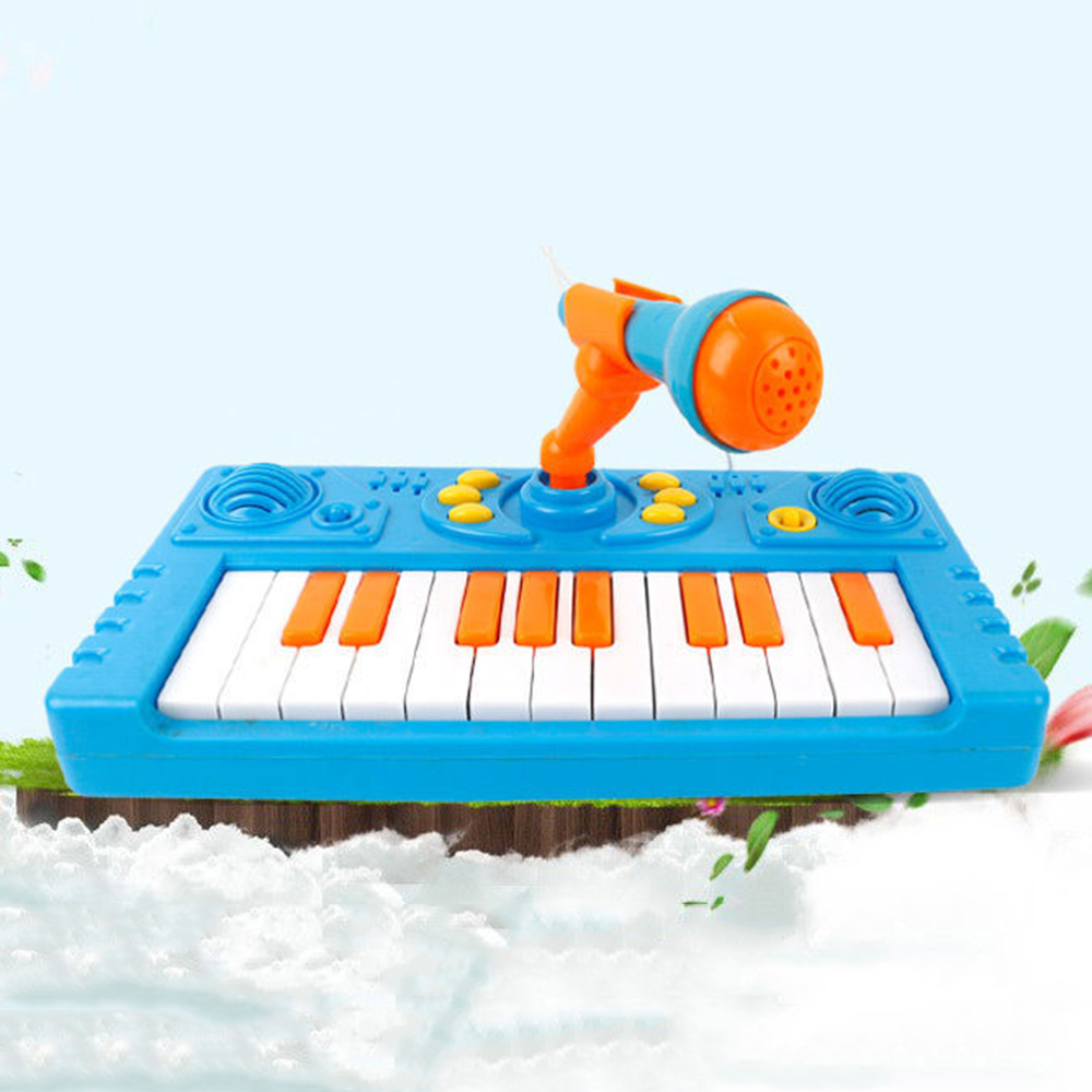 Sunshine Girl-21 Keys Kids Cartoon Electronic Piano Toy Interactive Toddler Piano  Keyboard Baby Piano Musical Toy with Microphone for Above 3 Years Old Girls  and Boys Gift Blue 