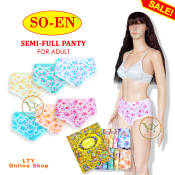 100% Original SO-EN Semi Panty For Adult Mid Waist Soen Panties NO Garter IN Leg Hole Embroidered Plain