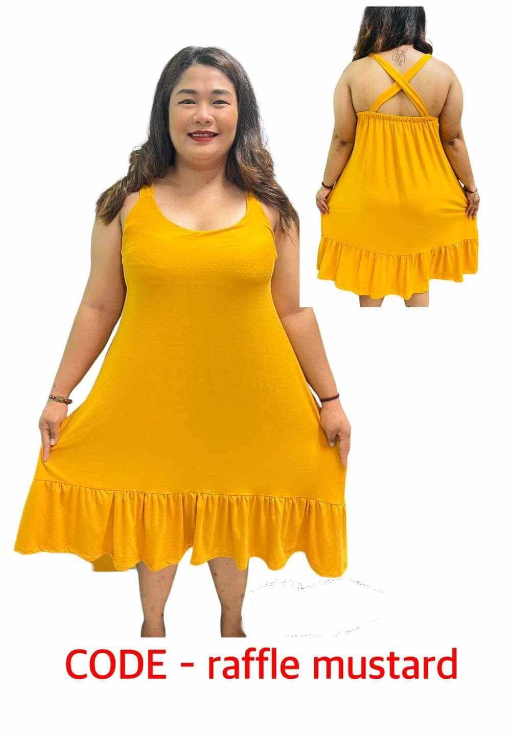 PLUS SIZE XBACK RAFFLES DRESS PLAIN COLOR UP TO 4XL - Image 2