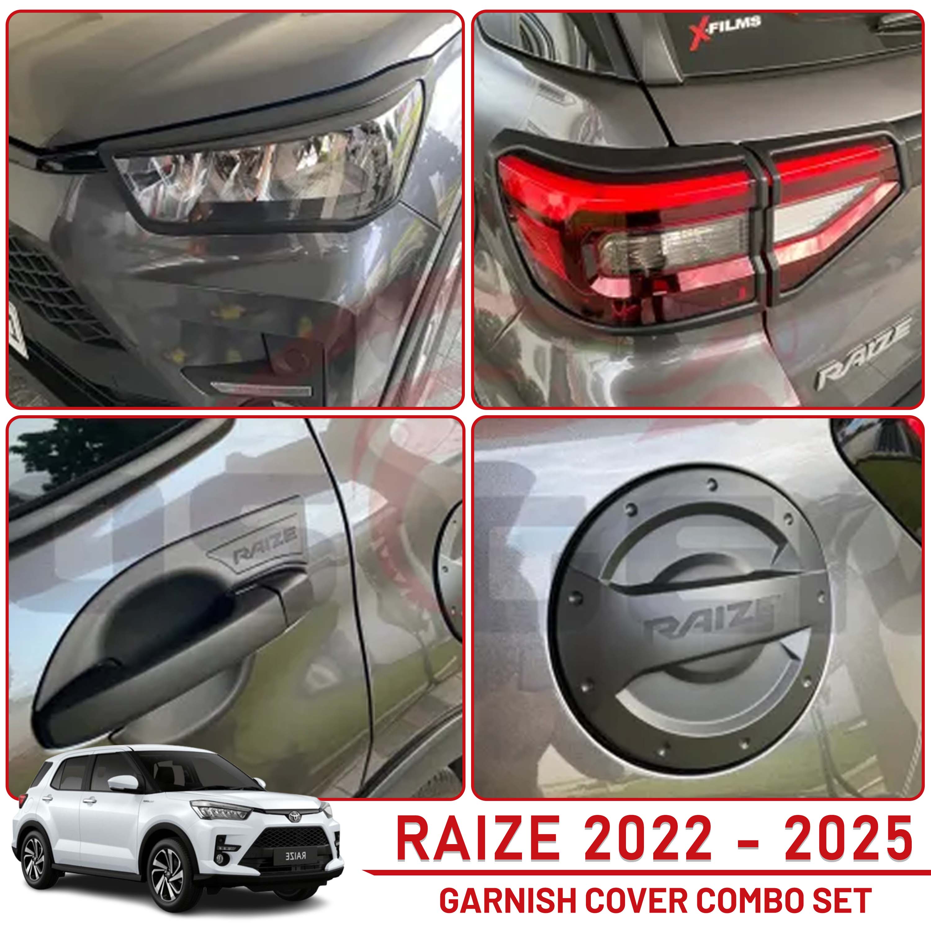 Toyota Raize Garnish Set - Chrome/Matte Black Combo For 2022-2025