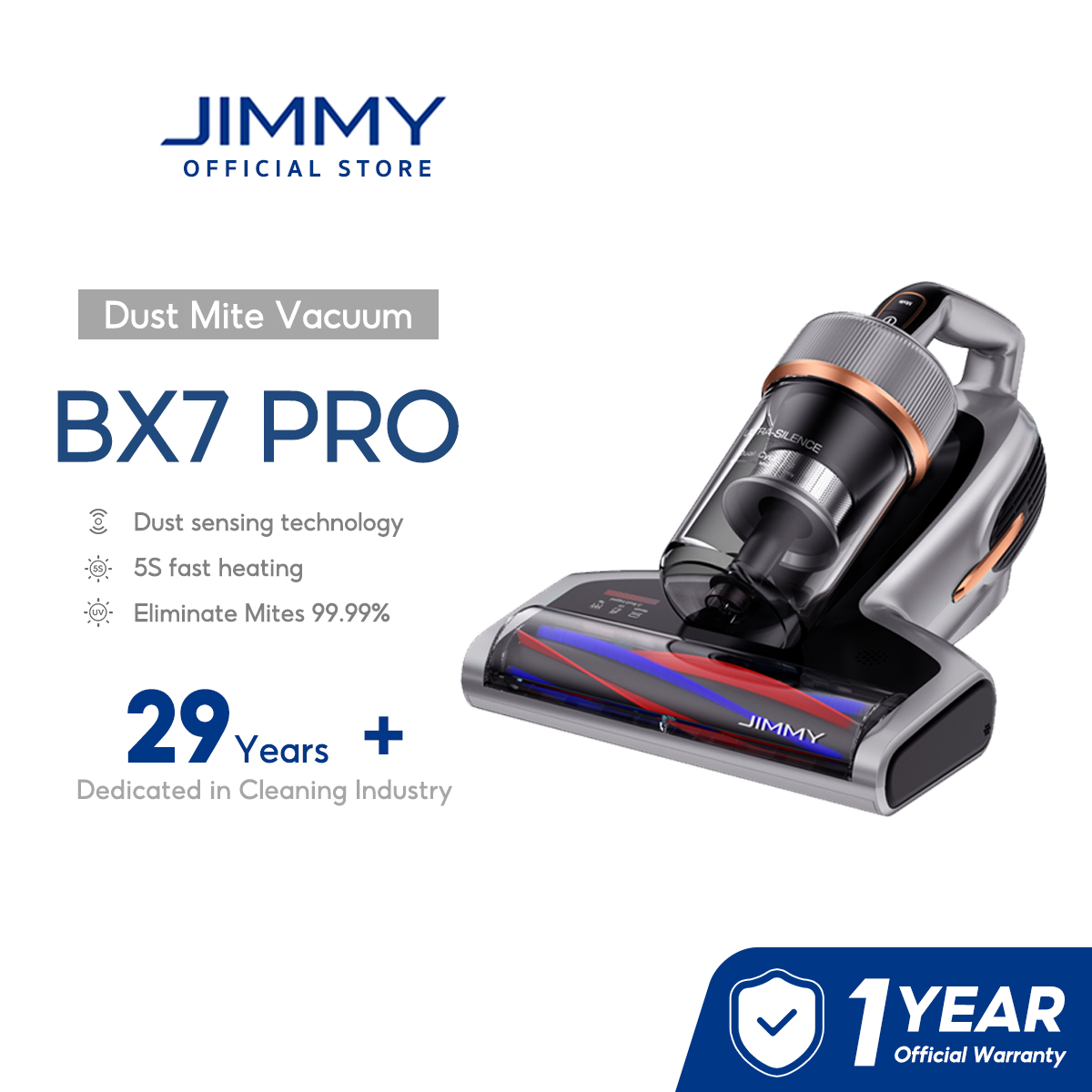 JIMMY BX7 Pro Anti-mite Vacuum Cleaner 60°heating+UV+Ultrasonic Intelligent dust recognition