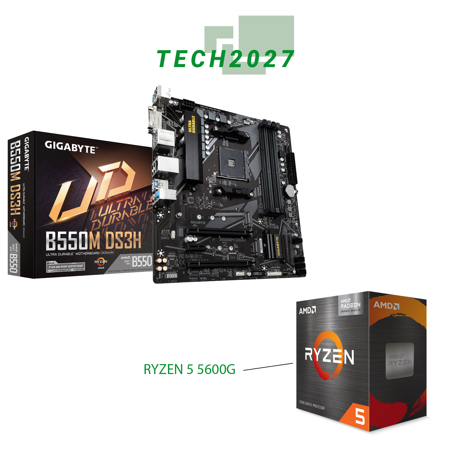 AMD Ryzen 5 5600 Processor Gigabyte B550M DS3H AM4 AMD Micro ATX