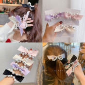 🔥Korean Fashion Bow Hair Band Pearl Hair Band High Elastic Girl Ponytail Women's Hair Accessories LovelylifeFu👍