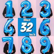 32" Hot Blue Number Balloon - Baby Shark Party Decor