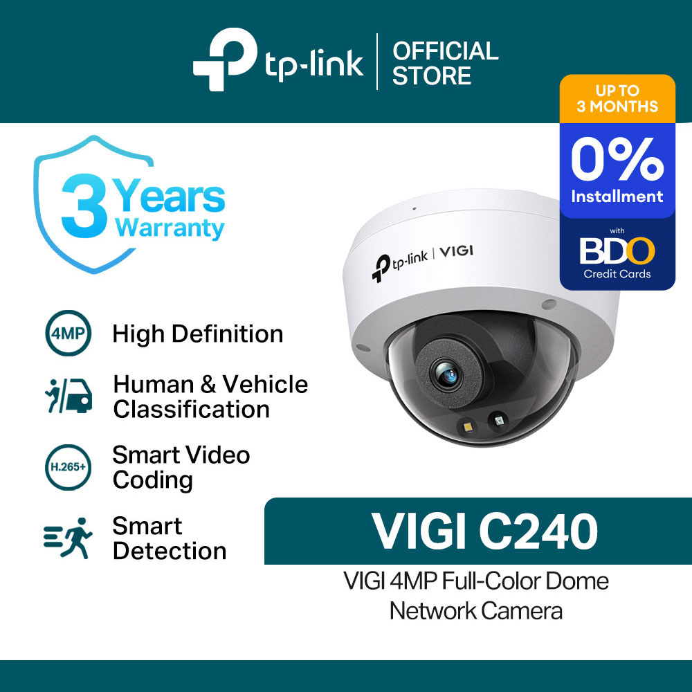 TP-Link Official Store / VIGI C240 / 4MP Full-Color Dome Home Security Network CCTV Camera Connect to Cellphone
