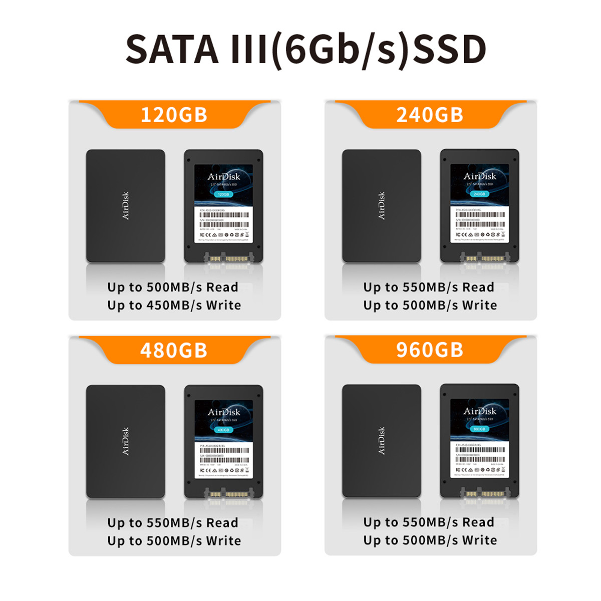 Airdisk 120GB S10 SATA 3 2.5" Internal SSD - 2 years warranty, Up to 550MB/s read, Black, local PH release, AS10X-120GB1G