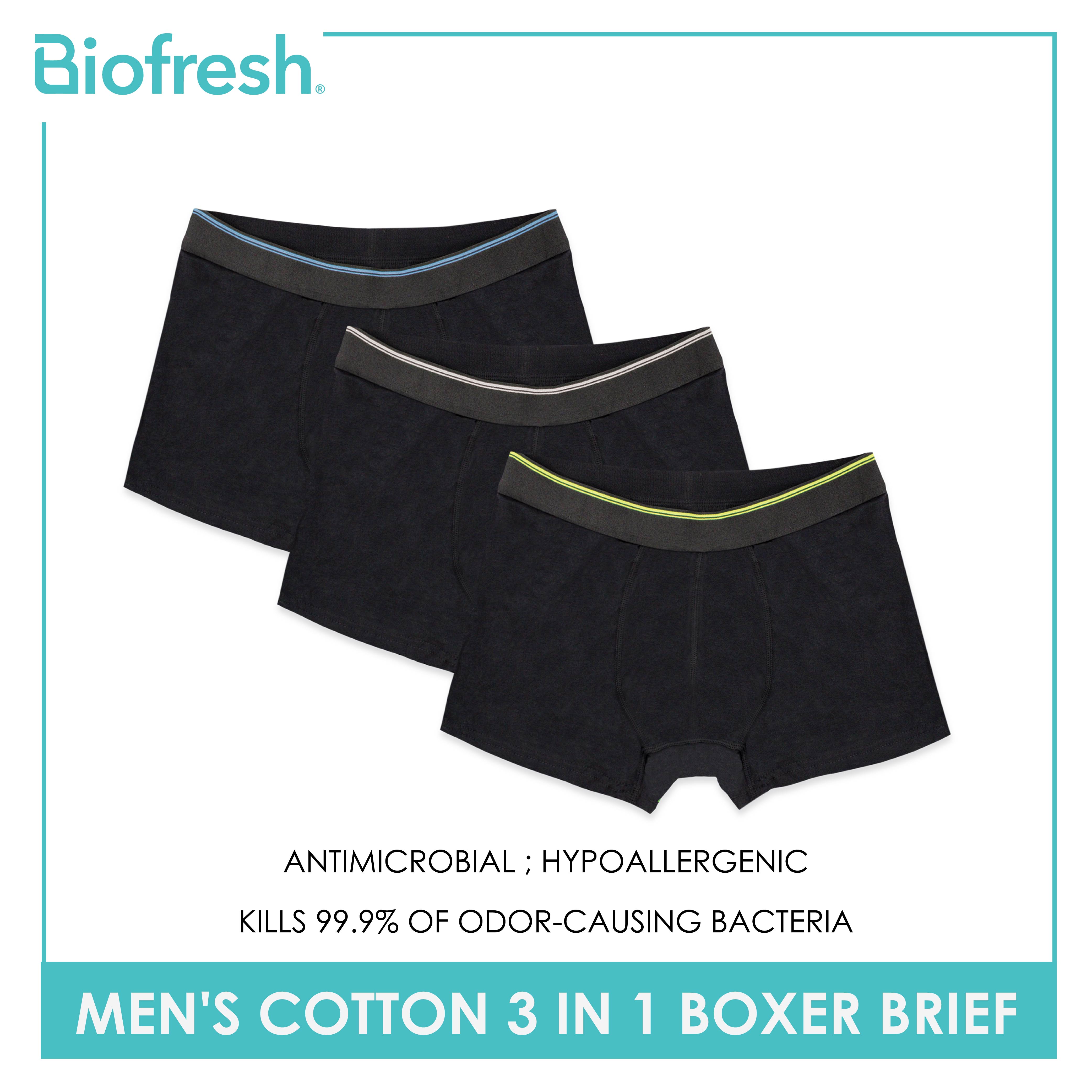Biofresh Men's Antimicrobial Seamless Boxer Brief 3 pieces in a