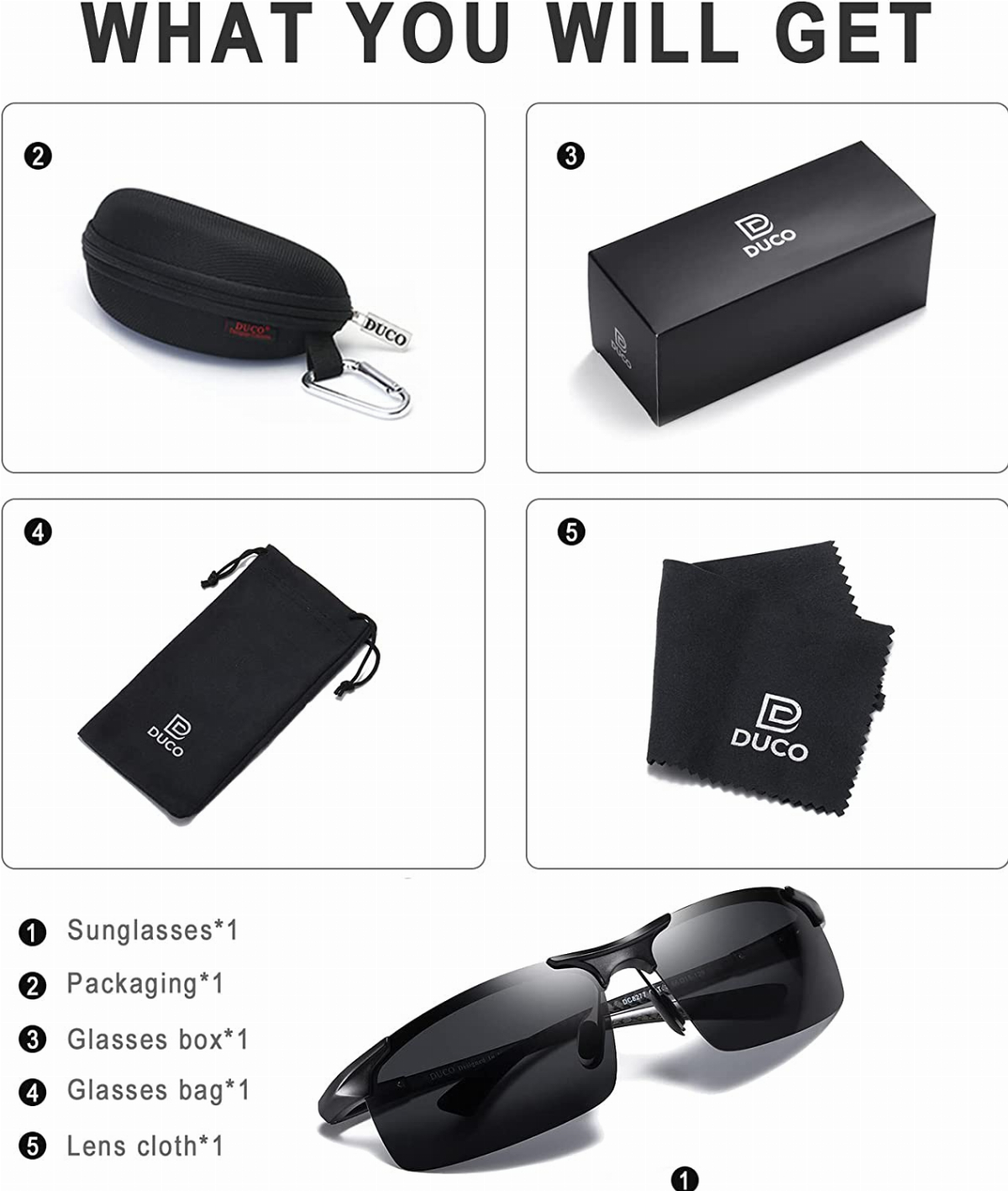 Amazon.com: DUCO Men's Luxury Carbon Fiber Temple Polarized Sunglasses for  Men Sports UV400 DC8206 : Clothing, Shoes & Jewelry