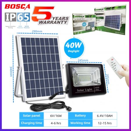 BOSCA 40W Solar LED Outdoor Flood Light - Waterproof