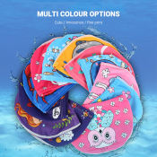 Cartoon Animal Children's Swimming Cap with Ear Protection, Elastic Fabric