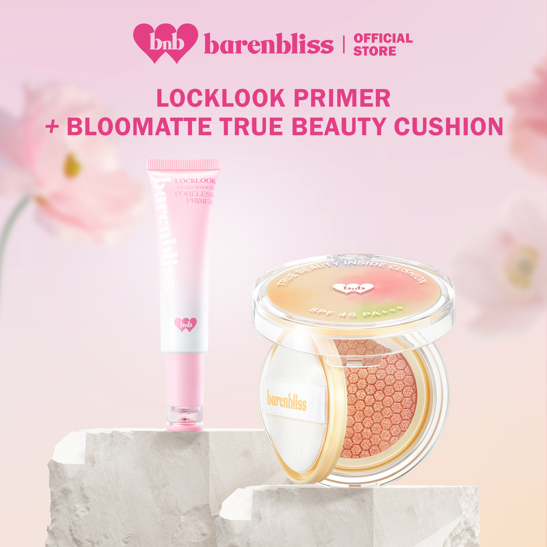 Discount on Barenbliss  shoes - SKU: barenbliss BNB Locklook Hydra Smooth Poreless Primer + Korean Bloomatte True Beauty Inside Cushion 1
