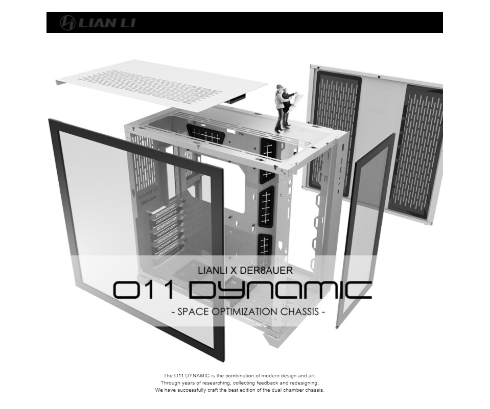 LIAN LI PC-O11 Dynamic Black Tempered Glass on the Front and Left Side, Chassis Body SECC ATX O11 Dynamic Mid Tower Gaming Computer Case - PC-O11DX