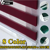 H.CHENG Home Textiles Korean Venetians Curtain Duo Roler Blinds Plain Color for Living Room Window Sun Screen Protection Multi-Color Textiles 60/80/100/120/140/150/180CM