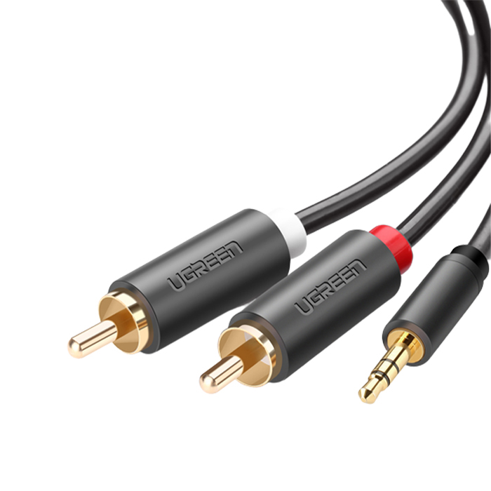 SANOXY 12 ft. 3.5 mm Stereo Male to 2 RCA Male Audio Cable  CBL-LDR-SR103-1112 - The Home Depot