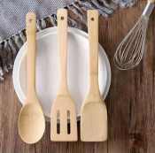 Bamboo Wooden Non-Stick Cooking Utensils Set - 3/6/8 Pcs