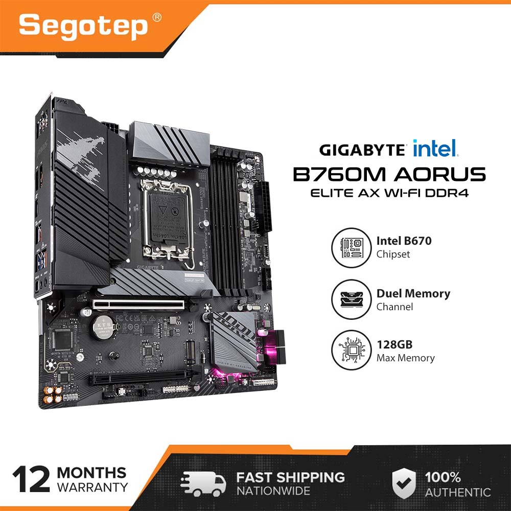 GIGABYTE Intel B760M Aorus Elite AX Wi-Fi DDR4 Motherboard