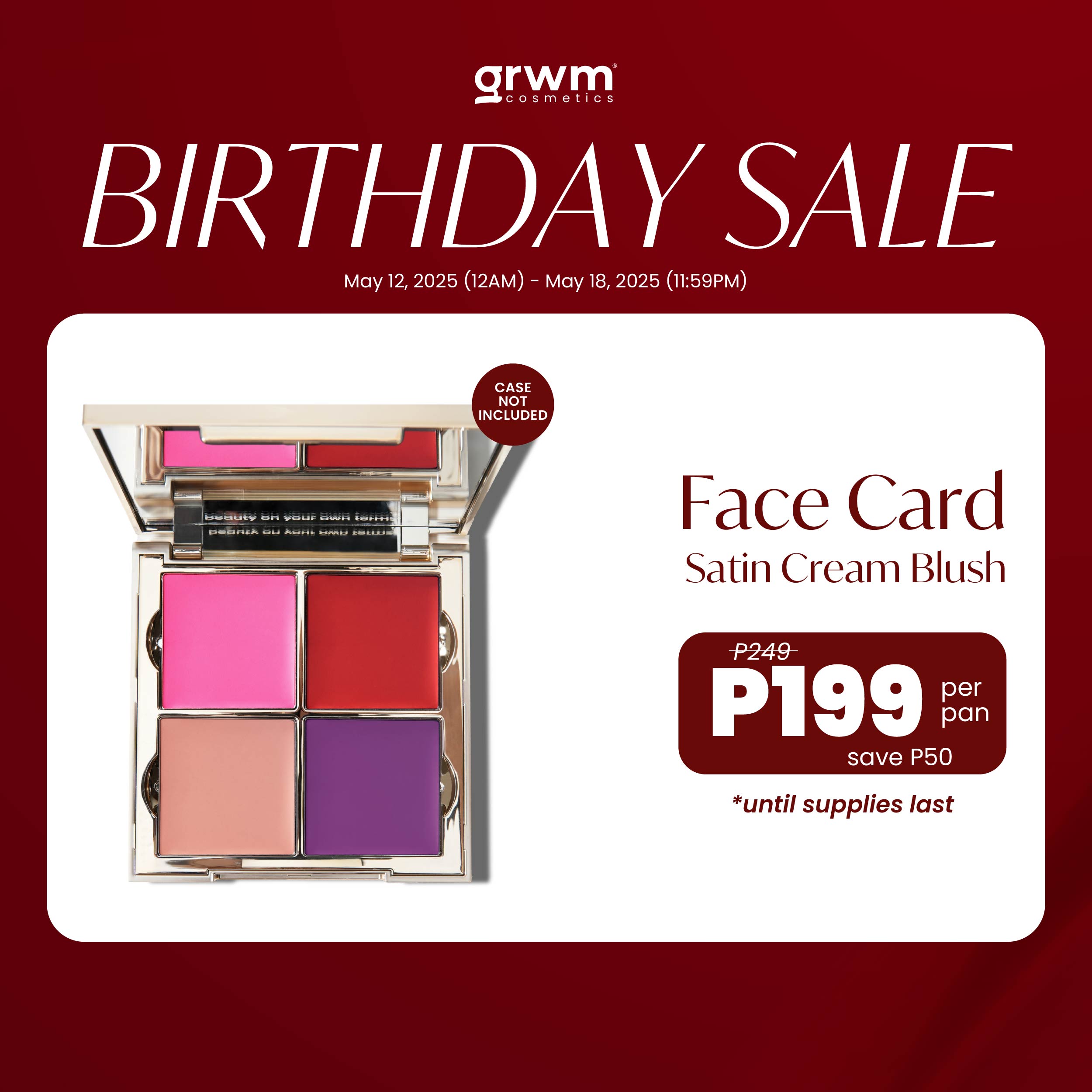 Discount on GRWM Cosmetics  shoes - SKU: GRWM Cosmetics Face Card - Satin Cream Blush [case not included]