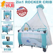PhoenixHub 2-in-1 Infant Rocker Crib with Mosquito Net and Toys