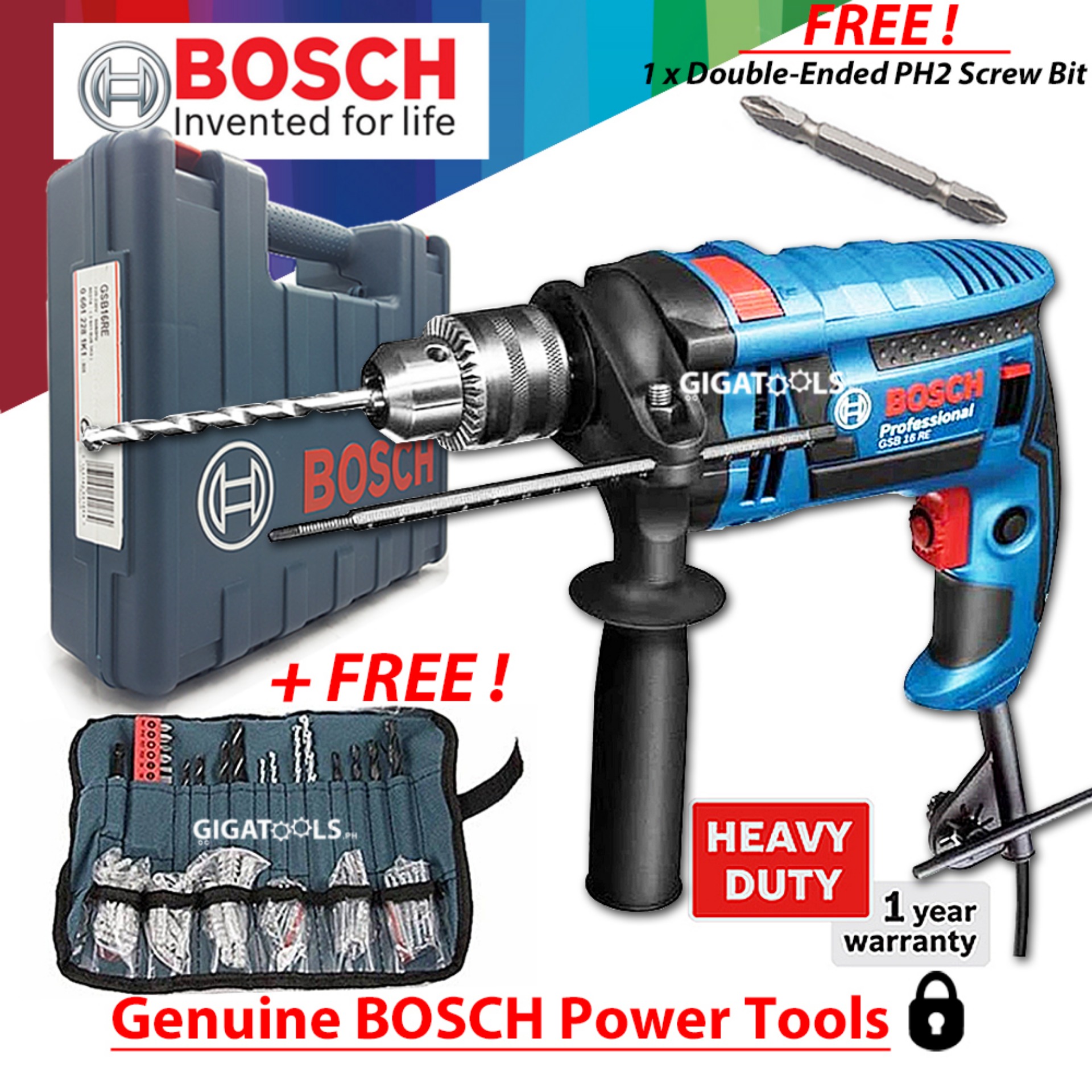 Bosch Heavy Duty Impact Drill with Accessories Set and Variants