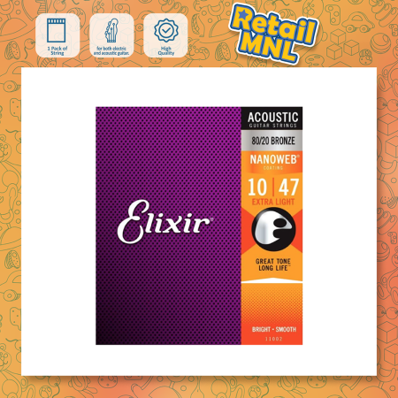 Retailmnl Elixir Nanoweb Acoustic Guitar Strings - Extra Light