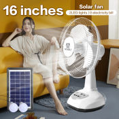 12" Solar Rechargeable Fan with LED Lights S.A Home