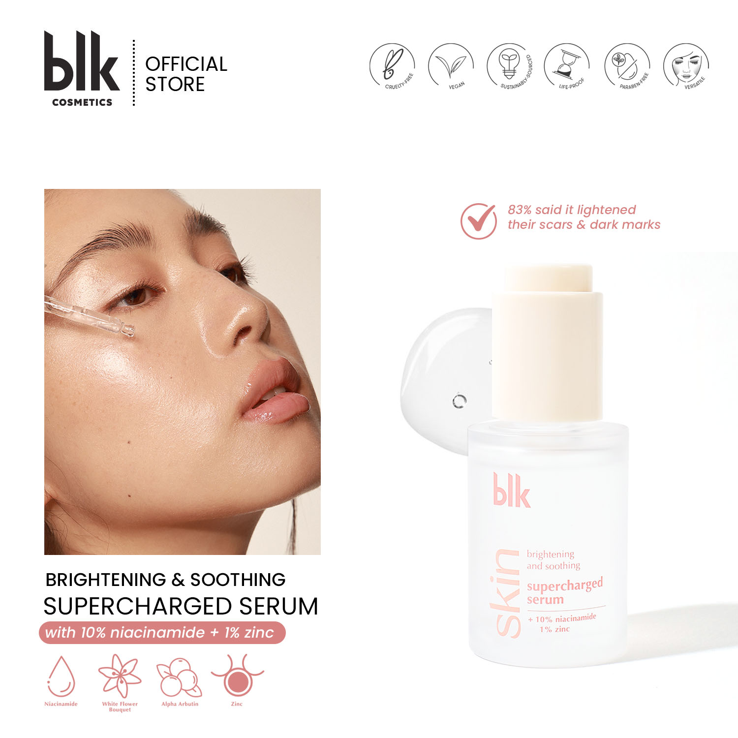 Discount on Blk Cosmetics  shoes - SKU: Blk Skin Brightening & Soothing Supercharged Serum +niacinamide