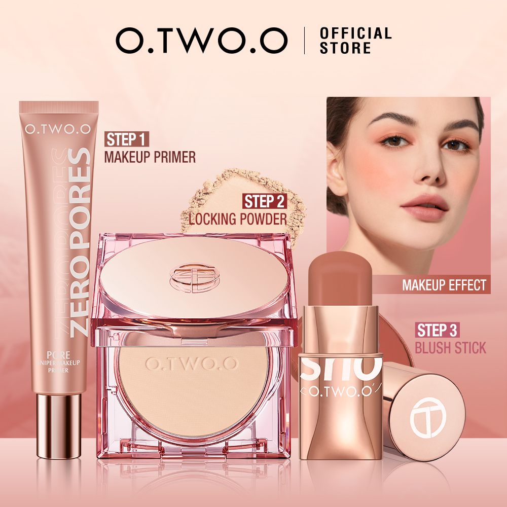 Discount on O.Two.O  shoes - SKU:  3pcs Makeup Set Waterproof Compact Powder Blush Cream Stick Invisible Pore Soft Focus Makeup Primer