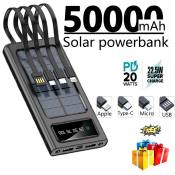 Solar Powerbank with 50000mAh Capacity and Multiple Cables – OEM