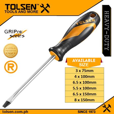 Tolsen Slotted Flat Screwdriver GriPro Series