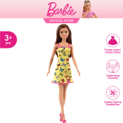 Barbie Yellow Dress Doll - Brunette Hair, Butterfly Design