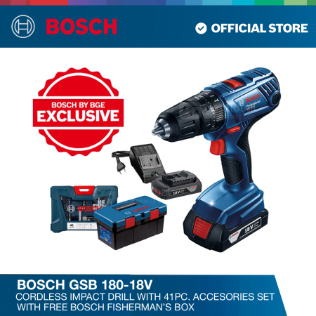 Bosch Cordless Impact Drill with Accessories and Fisherman's Box