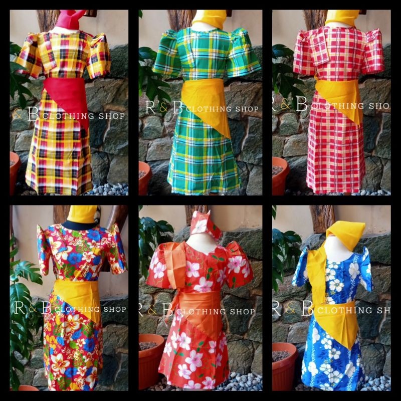 Checkered filipiniana sale dress