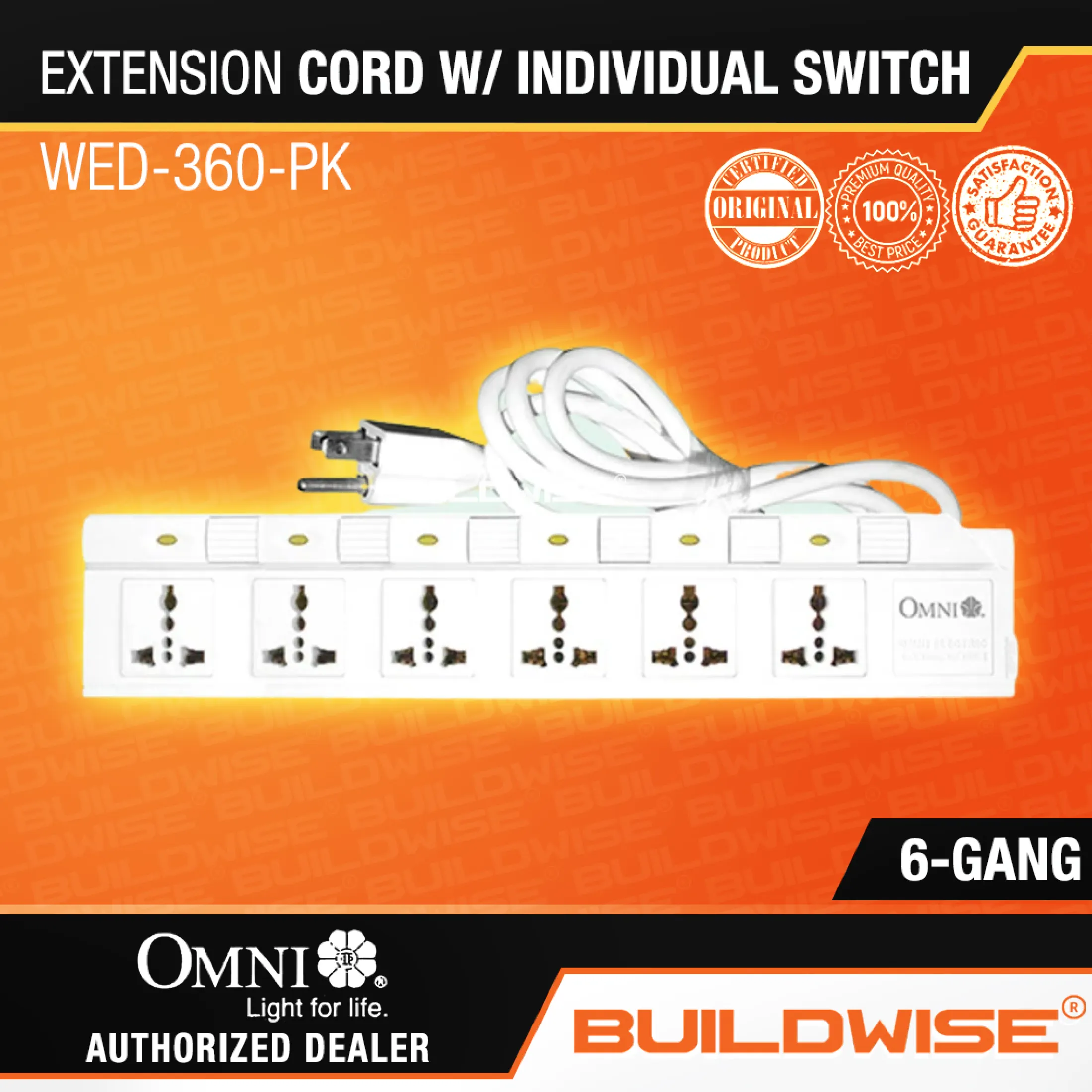 Omni Extension Cord Set With Individual Switch 6 Gang Wed 360 Pk Buildwise Lazada Ph