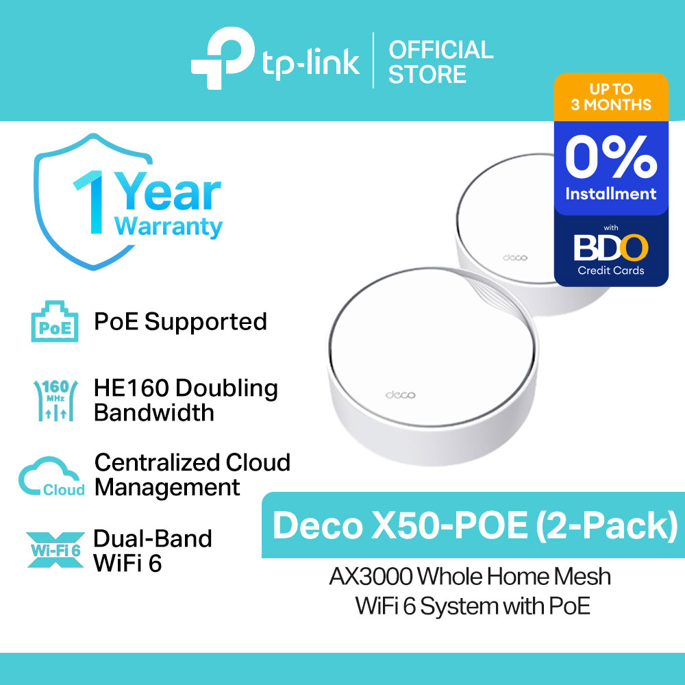 TP-Link Official Store / Deco X50-POE AX3000 / Indoor 2.4GHz and 5GHz Dual Band Whole Home Mesh Smart Access Point WiFi 6 Router - Image 2