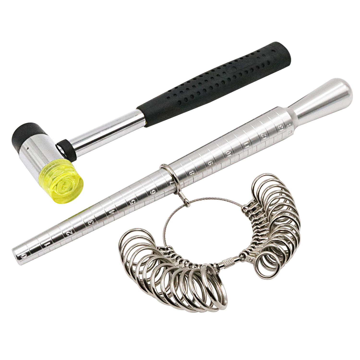 Ring Sizer Measuring Tool Set Including Ring Mandrel Metal Ring Sizer Gauge  Kit Rubber Jeweler's Mallet Hammer US Plug - AliExpress